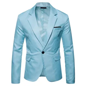 Men's Casual Slim Fit Jacket Daily Blazer Coat Tops Light Blue