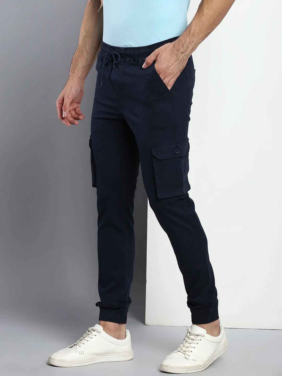 Men's Tapered Fit Cotton Joggers (Navy)