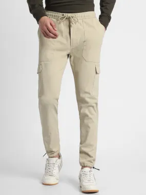 Mens's Light Khaki Solid Cargo Jogger