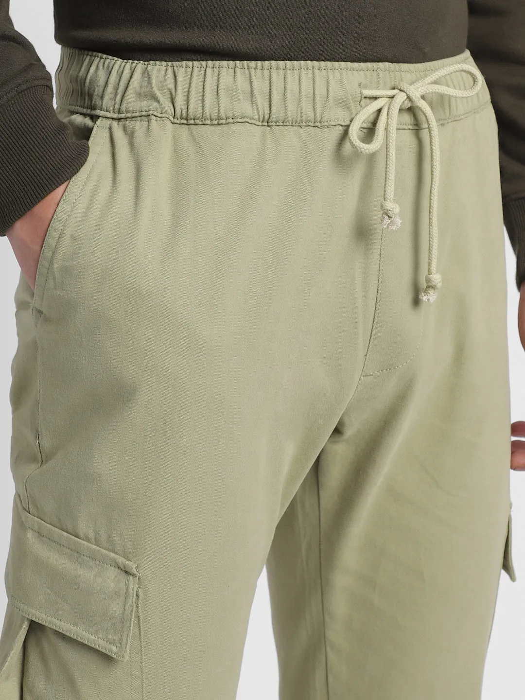 Mens's Moss Green Solid Cargo Jogger