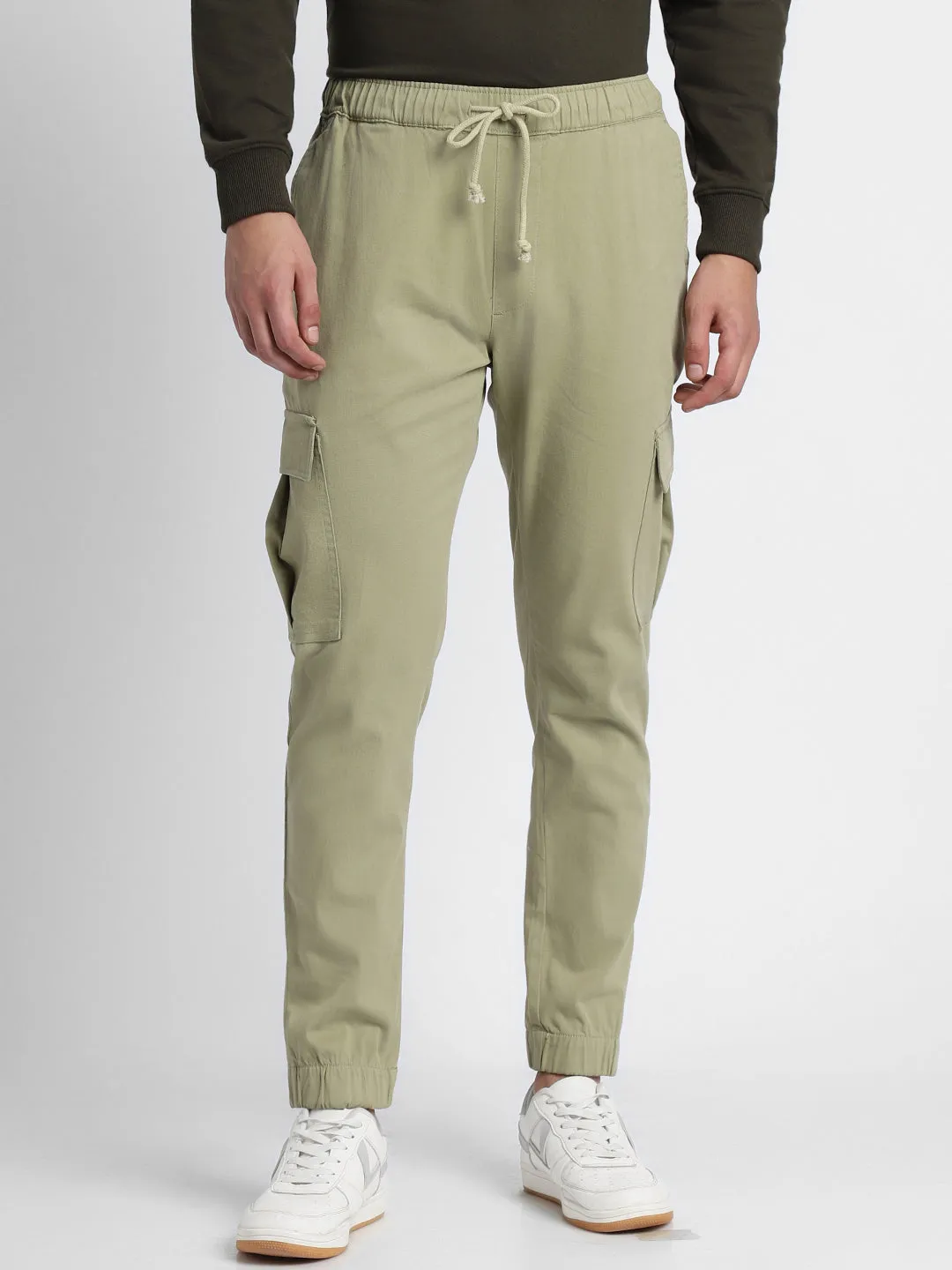 Mens's Moss Green Solid Cargo Jogger