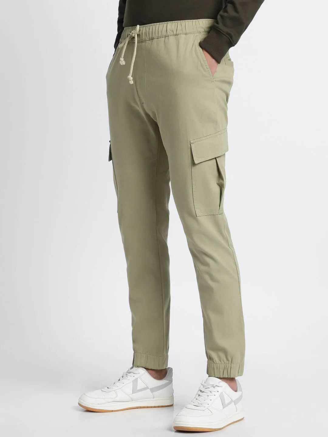 Mens's Moss Green Solid Cargo Jogger