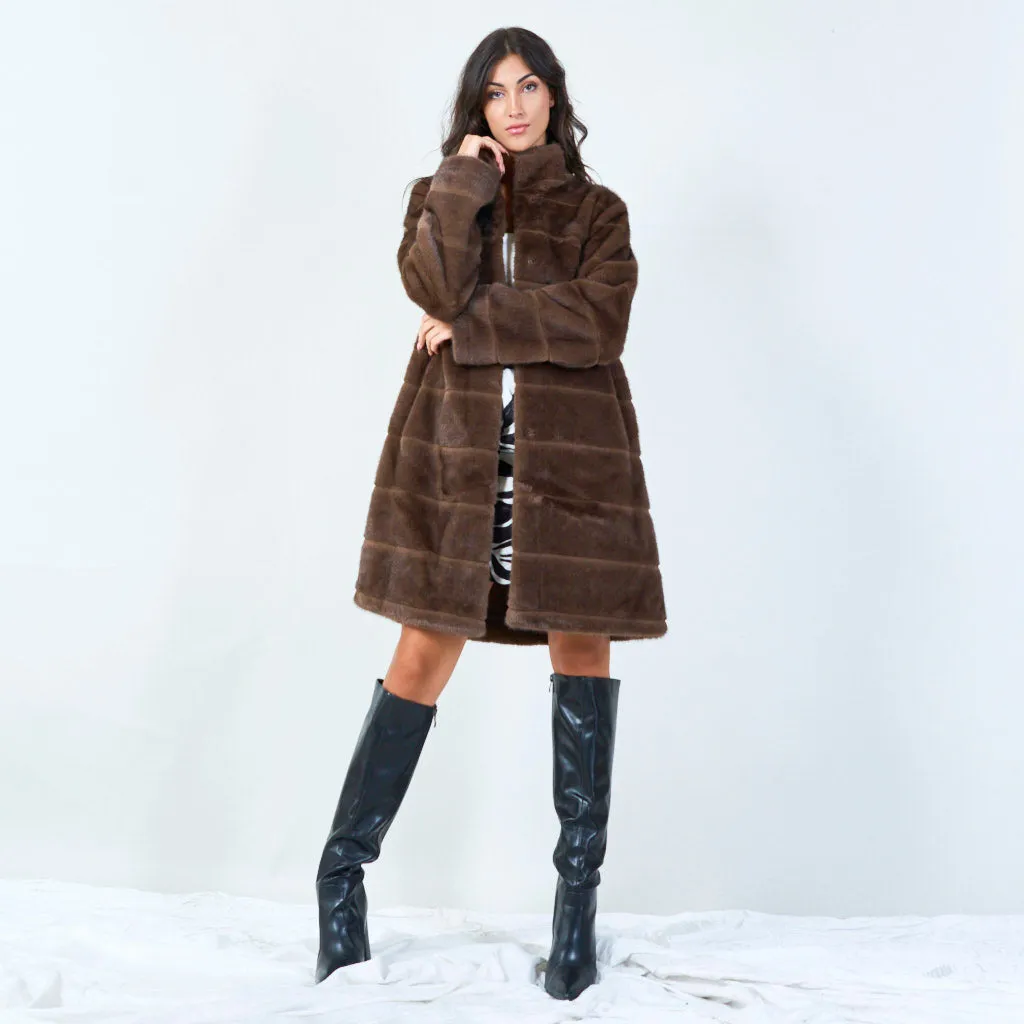 Mid-length faux fur coat wholesale