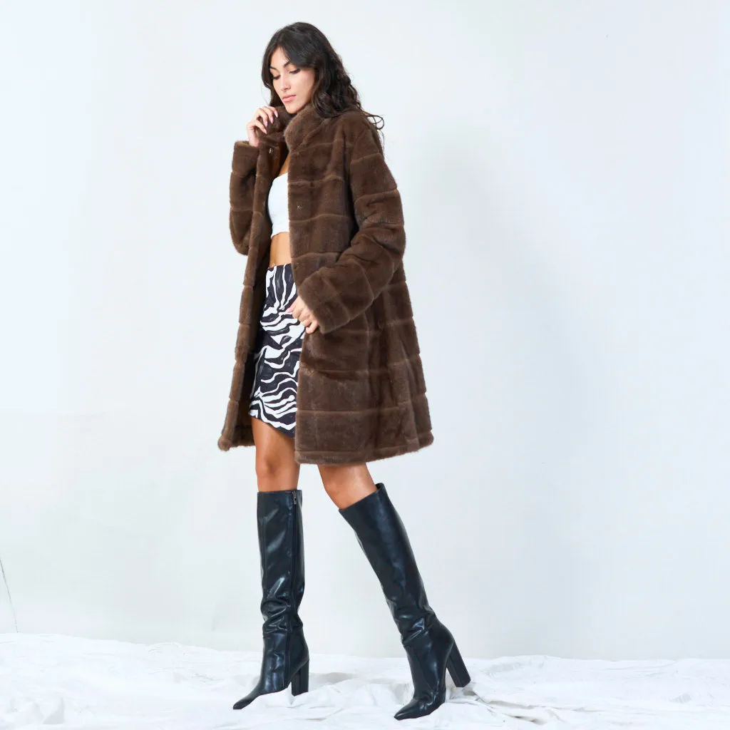 Mid-length faux fur coat wholesale