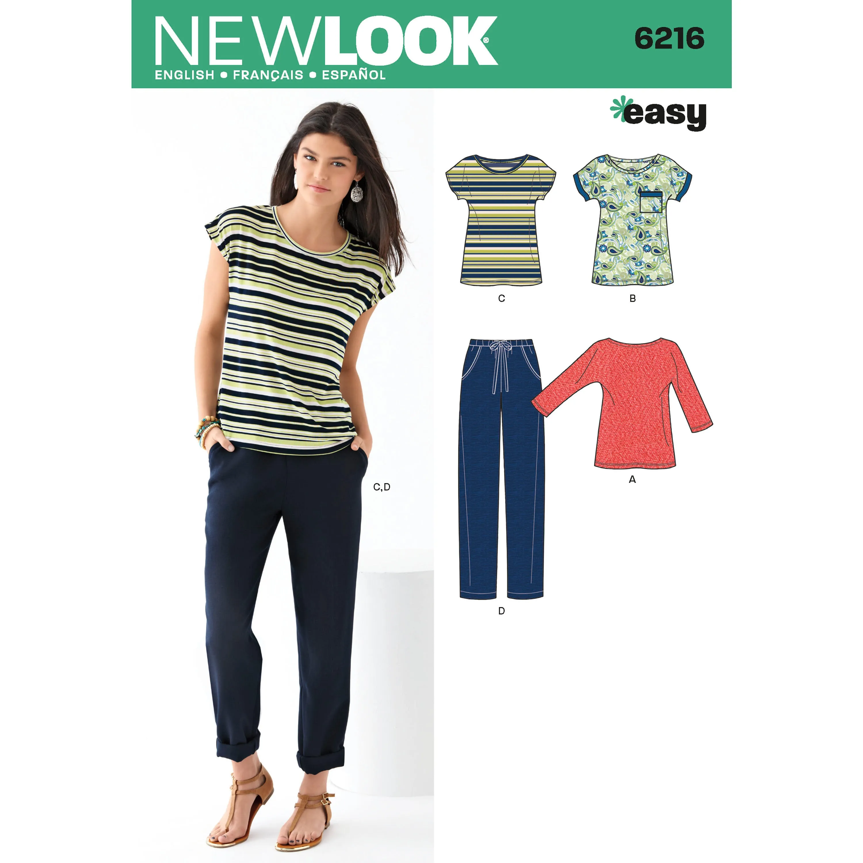 Misses' Knit Tops and Pants - New Look Sewing Pattern N6216