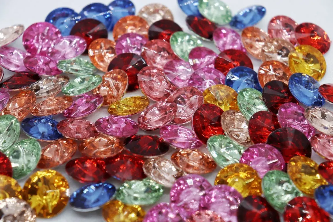 Multicolor Assorted Pack Of Circular Crystal Fancy Suit Button