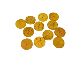 Mustard Designer Geometric 2 Hole Wooden Buttons - 60L