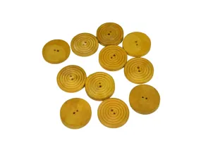 Mustard Fancy Geometric 2 Hole Wooden Buttons - 60L