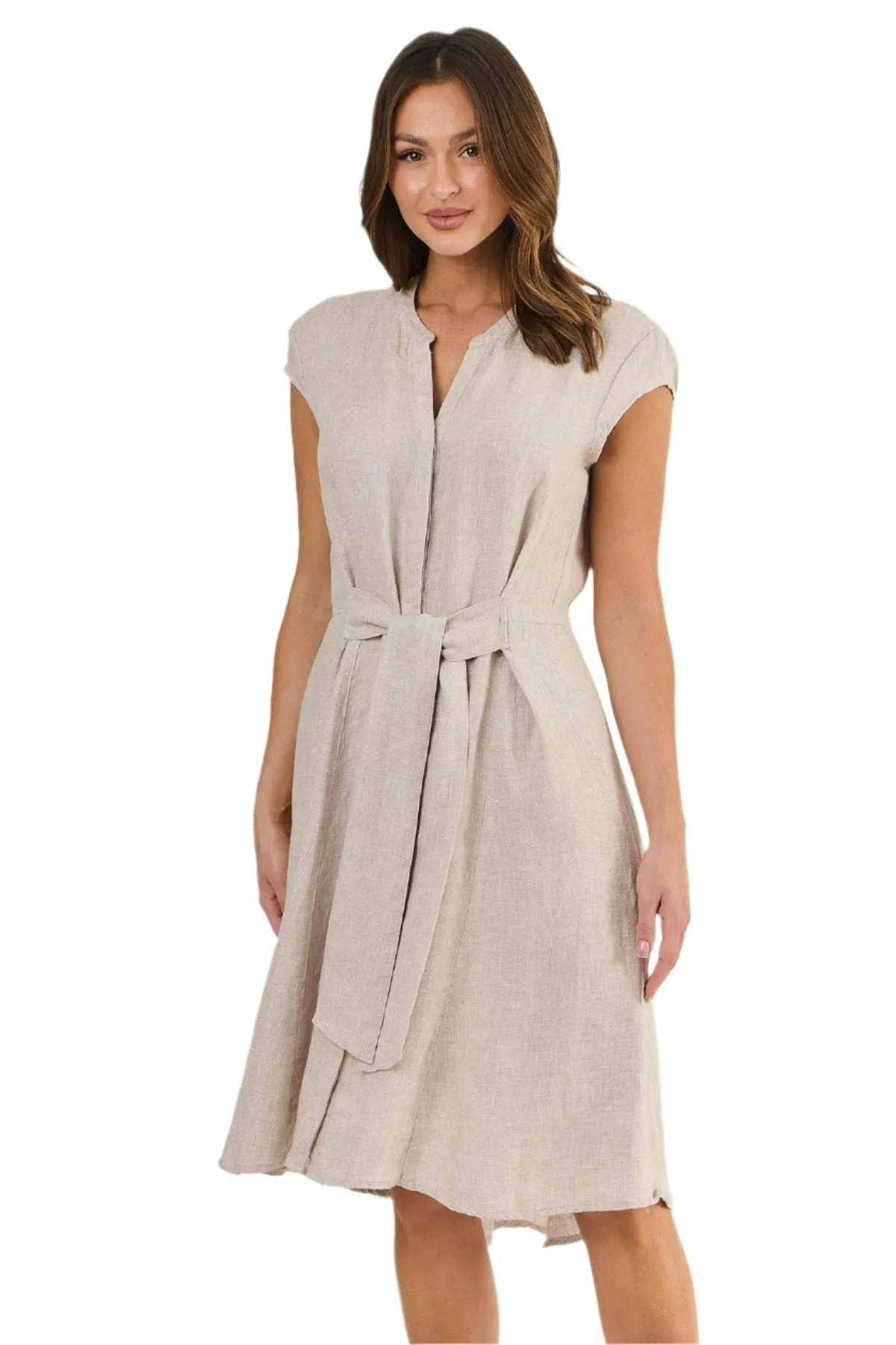 NATURALS ERICA SLEEVELESS LINEN DRESS - DUNE