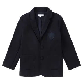 Navy Stretch Blazer with Emblem- Matches Pants