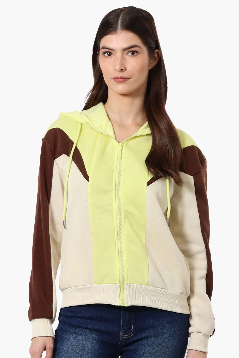 New Look Fleece Colour Block Hoodie - Yellow