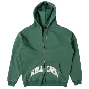 OVERSIZED LUX KILL CREW ZIP UP - GREEN / WHITE