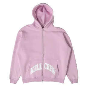 OVERSIZED LUX KILL CREW ZIP UP - PINK / WHITE