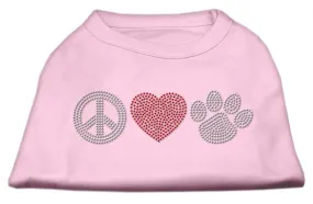 Peace Love and Paw Rhinestone Shirt Light Pink L (14)