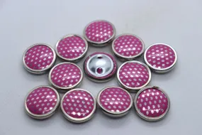 Pink Circular Metal Ring Polka Dot Coat Button