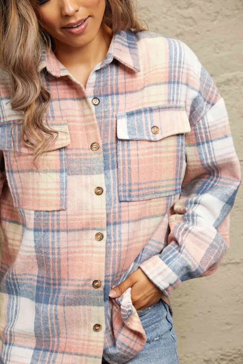 Plaid Dropped Shoulder Shacket