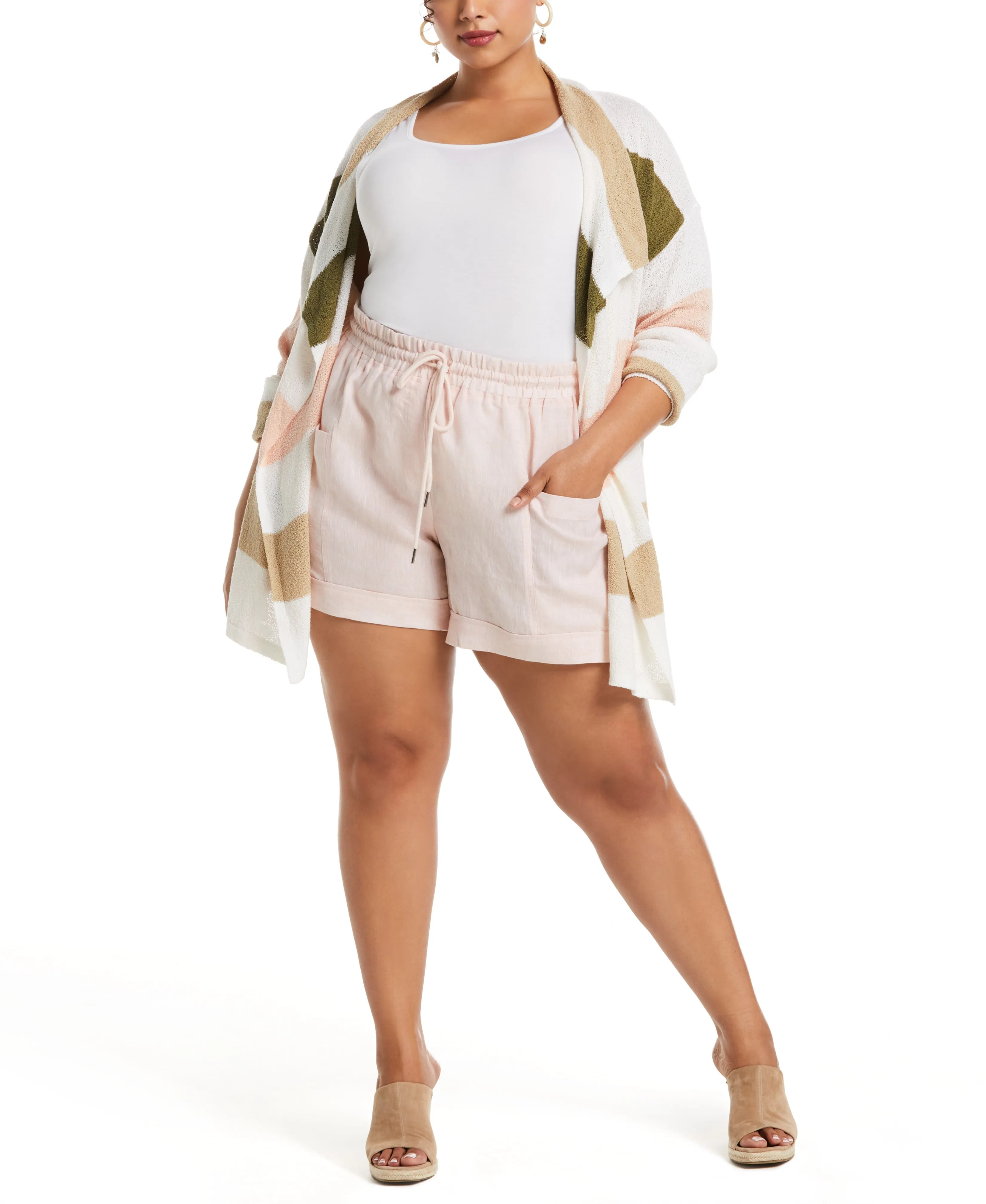 Plus Size Modern Fit Seamed Linen Short