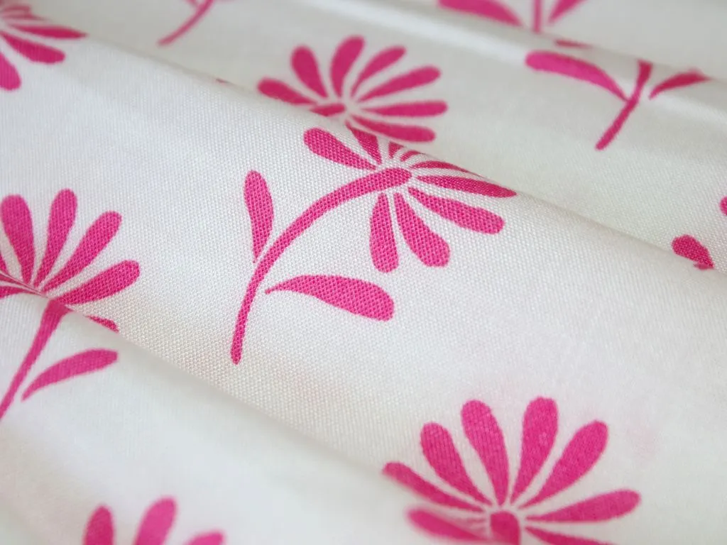 Precut White Pink Floral Printed Rayon Fabric