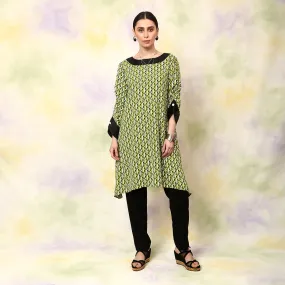 Printed Boat Neck Kurta