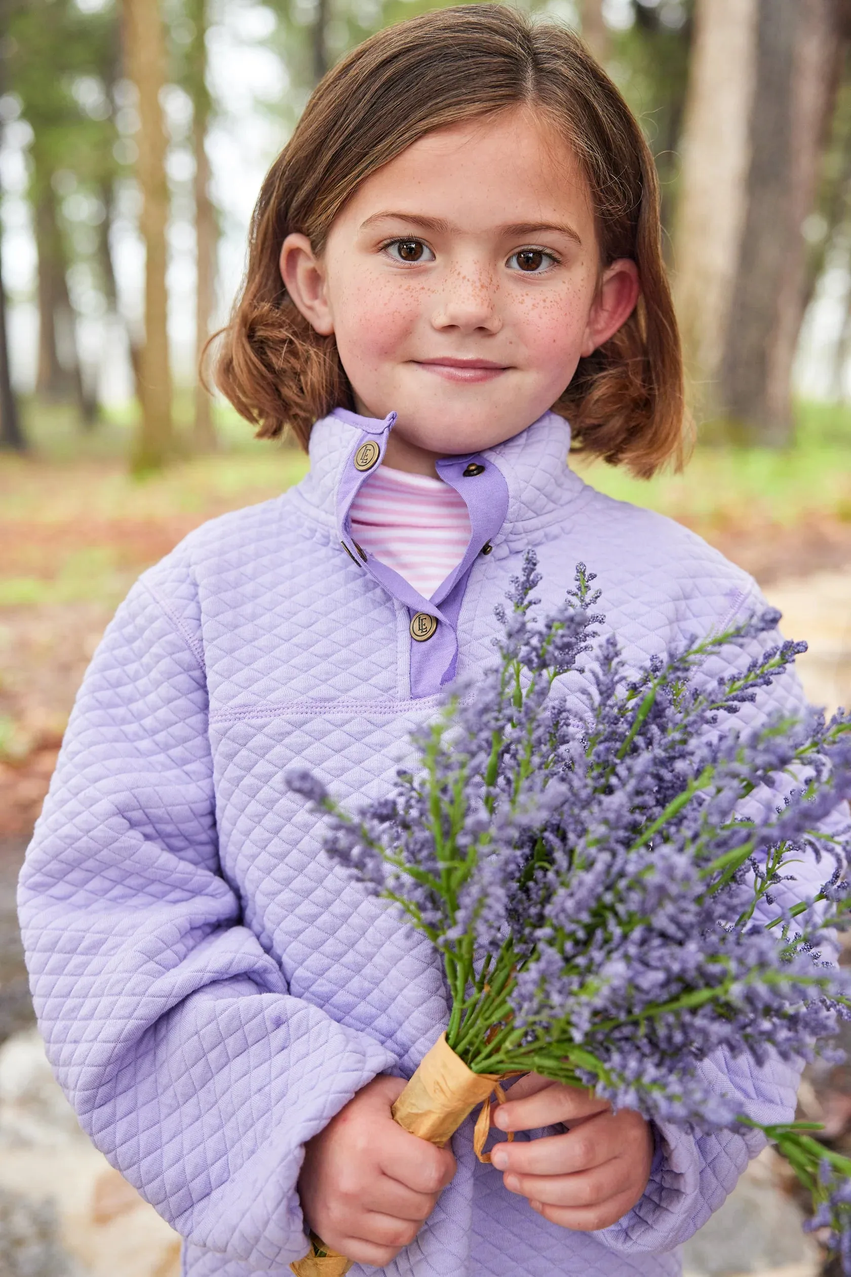 Quilted Pullover - Lavender with Lilac Trim