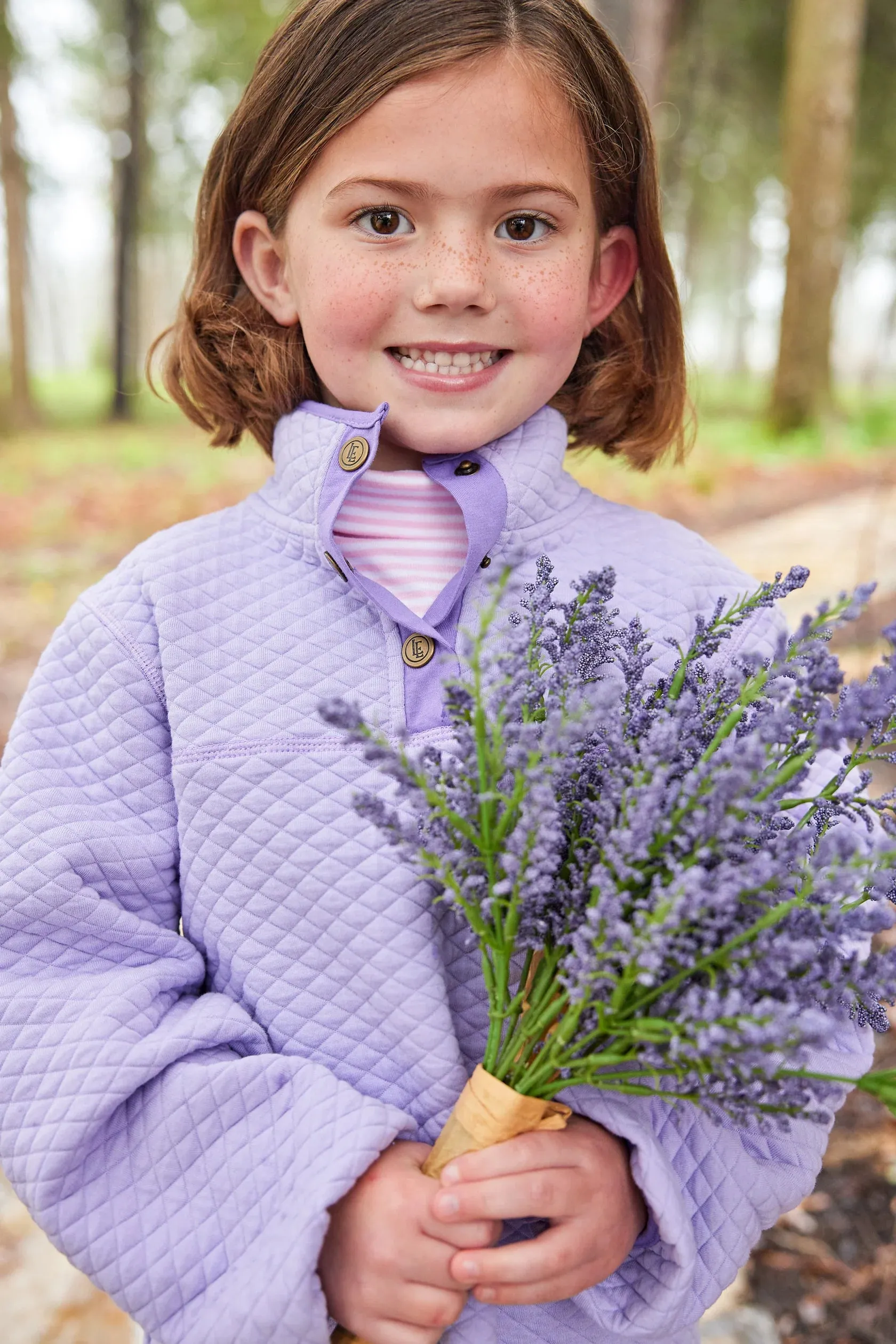 Quilted Pullover - Lavender with Lilac Trim