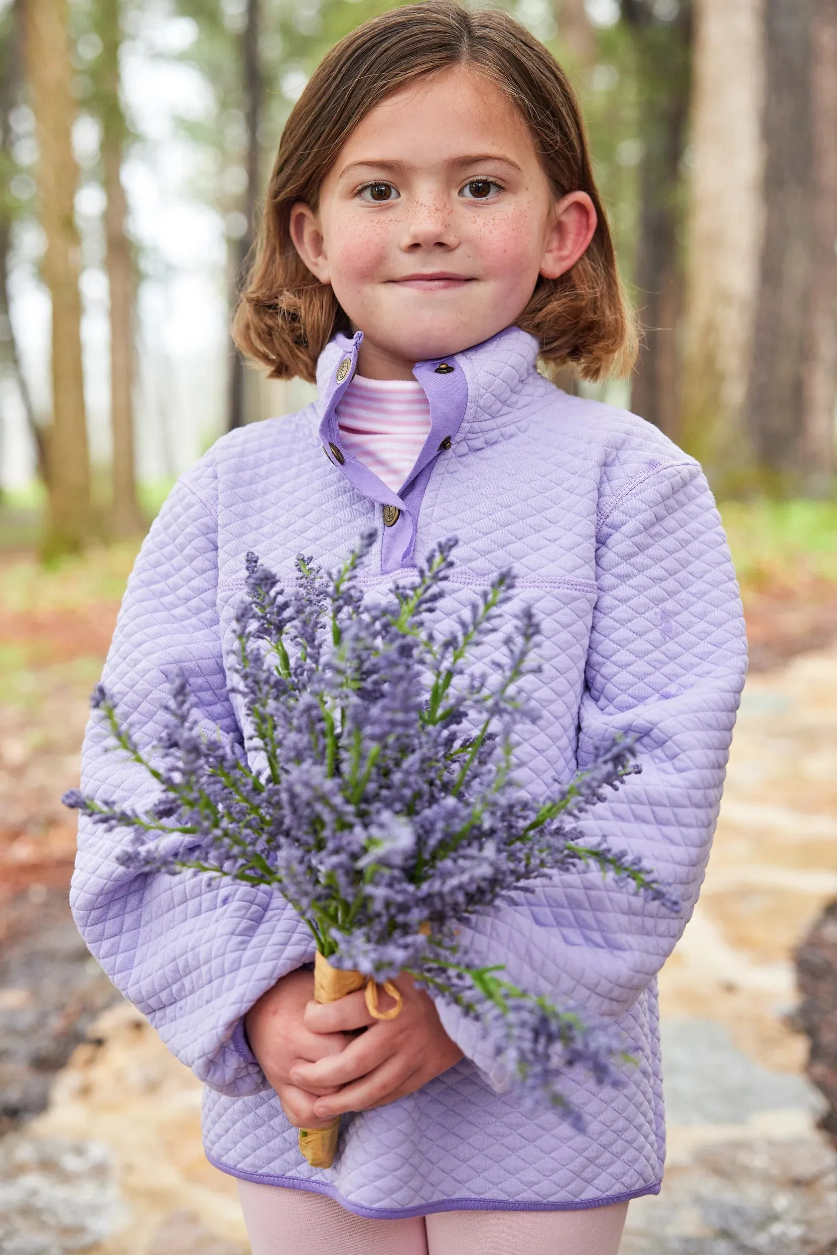 Quilted Pullover - Lavender with Lilac Trim