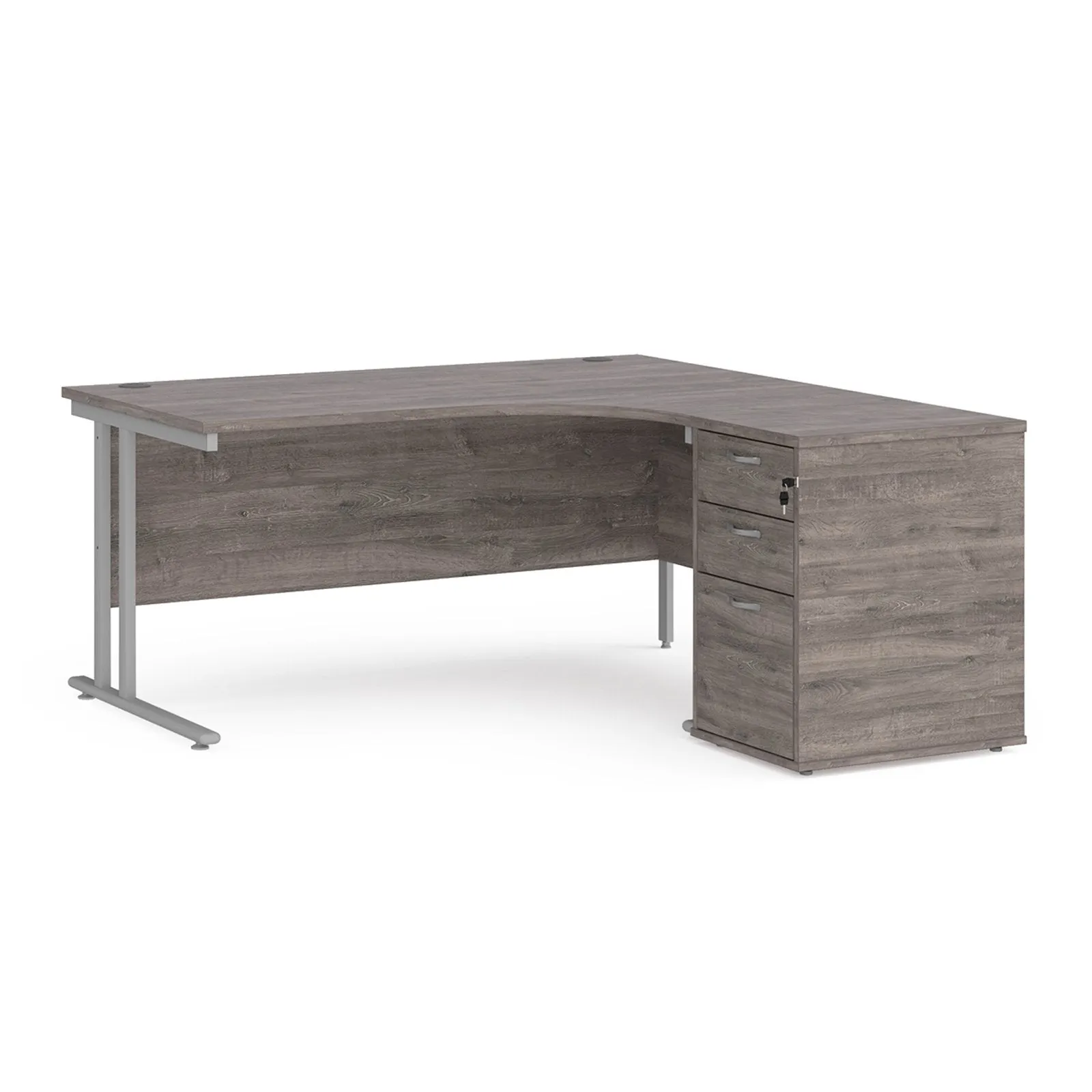 Right or left hand corner desk with storage - Grey Oak, White, Oak, Walnut