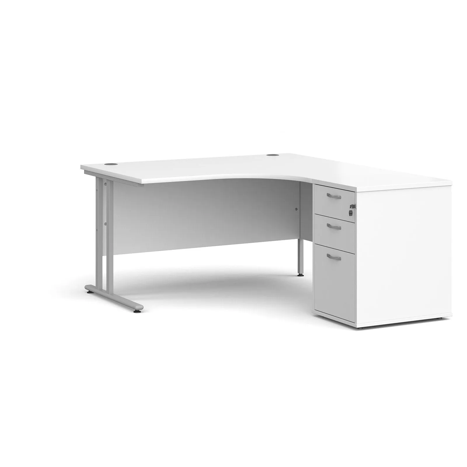 Right or left hand corner desk with storage - Grey Oak, White, Oak, Walnut