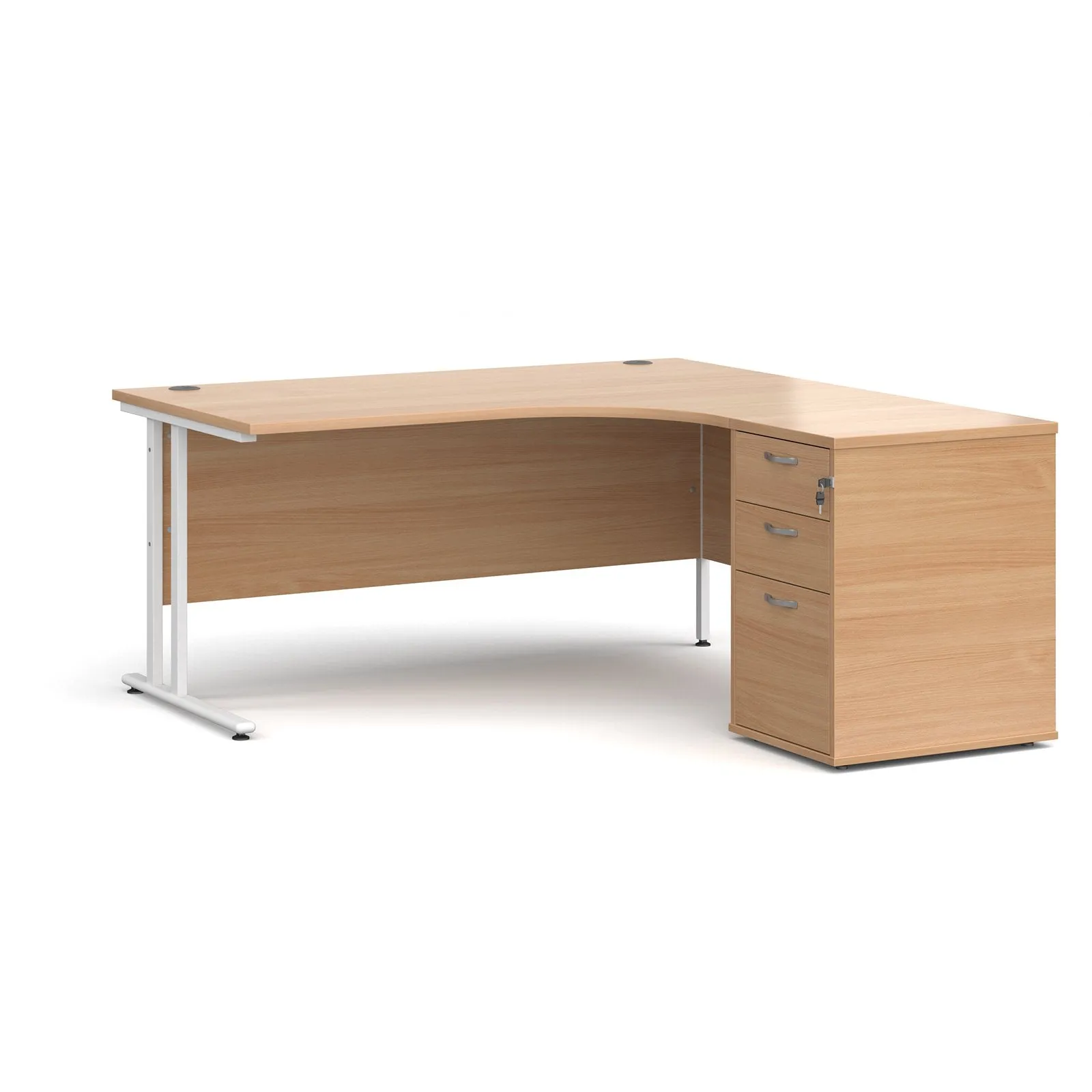 Right or left hand corner desk with storage - Grey Oak, White, Oak, Walnut