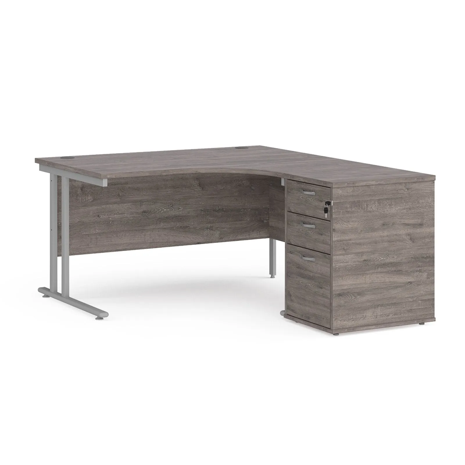 Right or left hand corner desk with storage - Grey Oak, White, Oak, Walnut