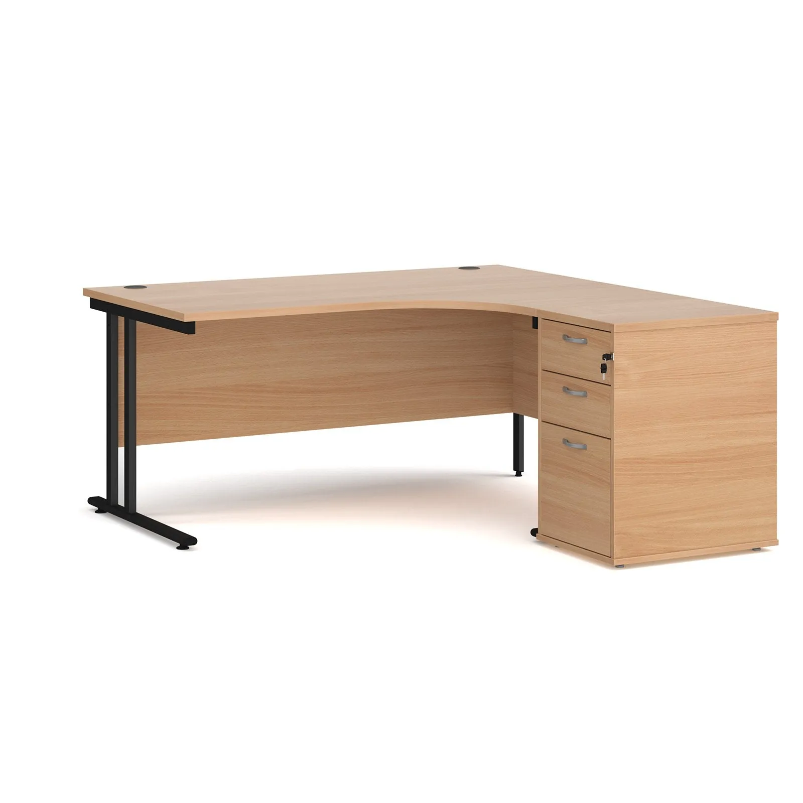 Right or left hand corner desk with storage - Grey Oak, White, Oak, Walnut