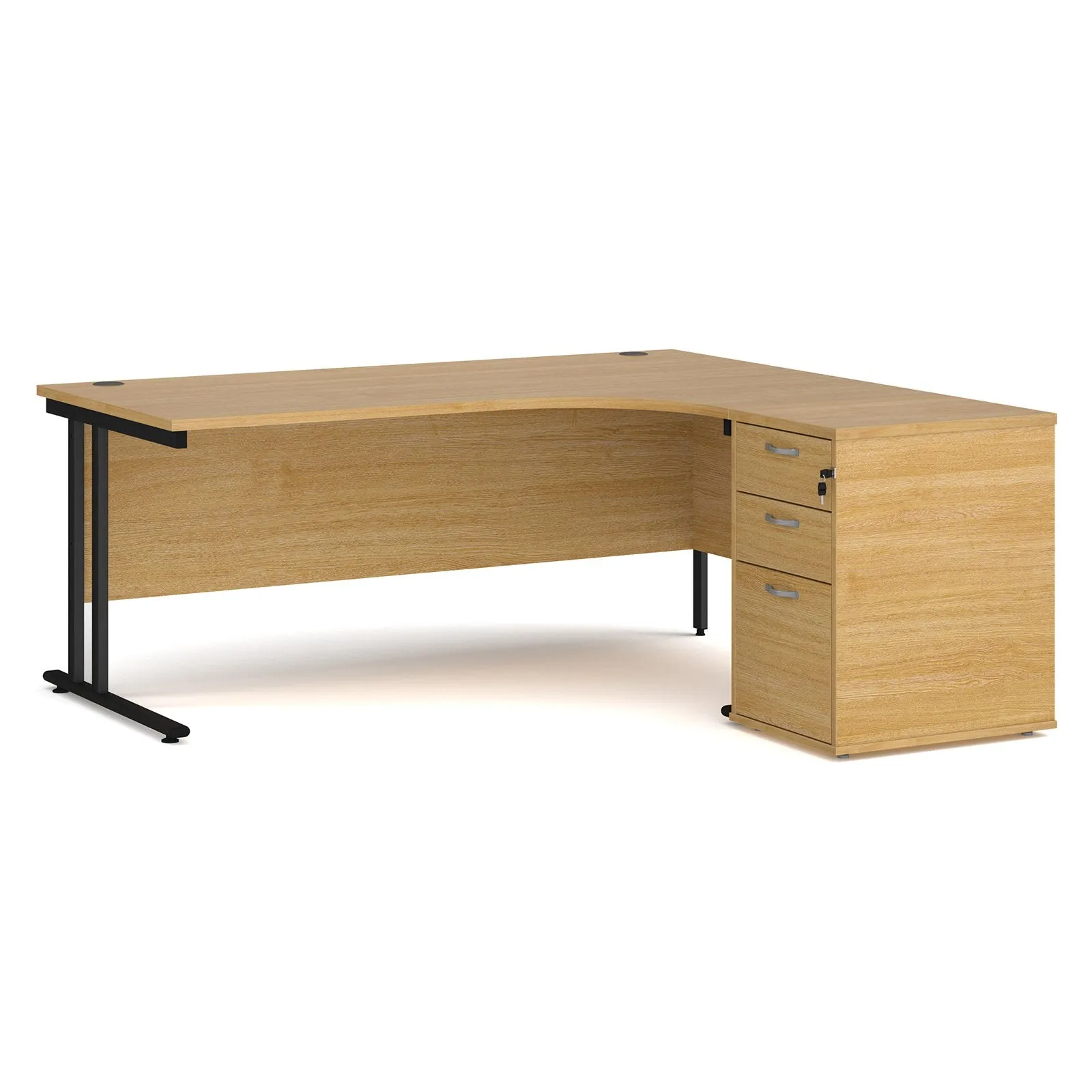 Right or left hand corner desk with storage - Grey Oak, White, Oak, Walnut