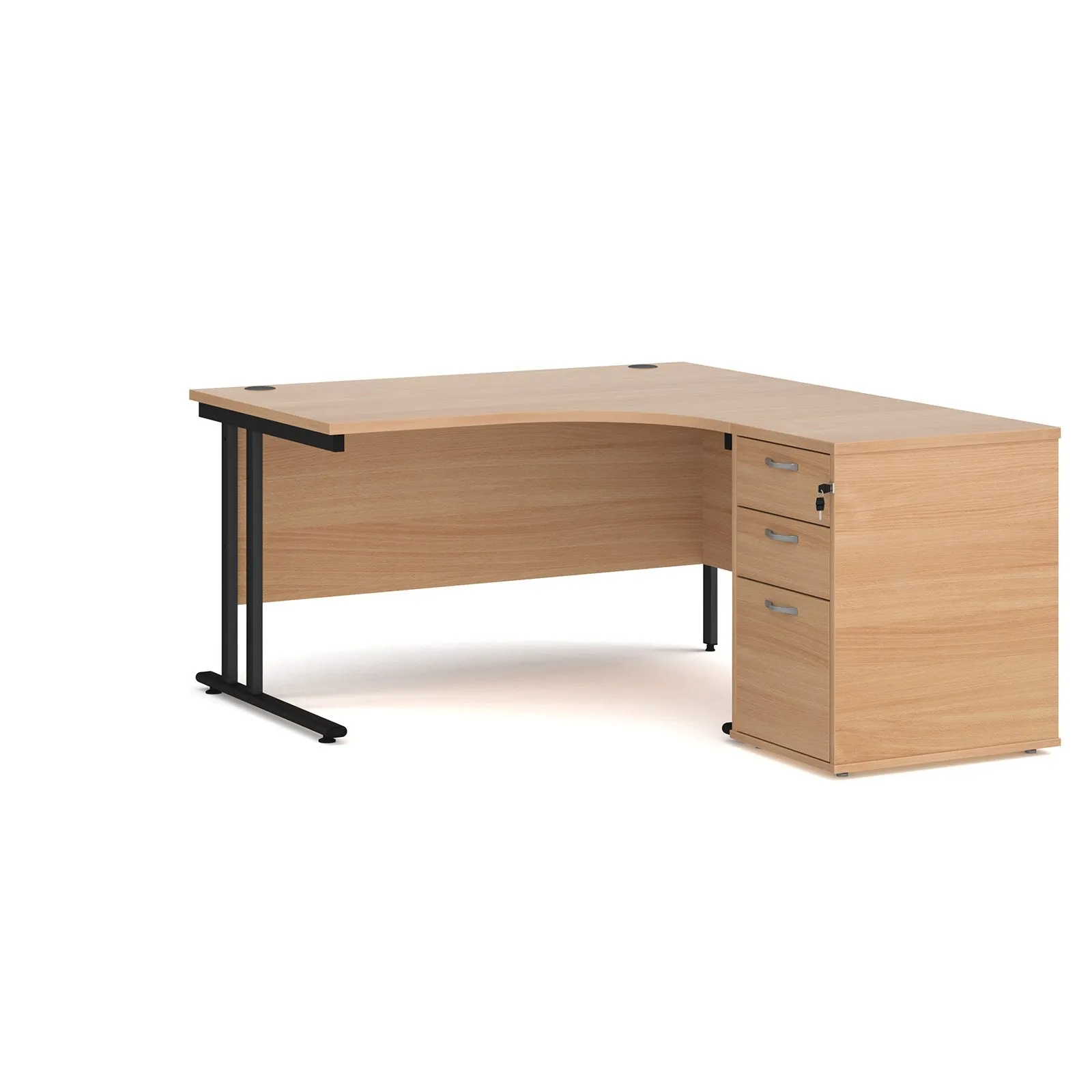 Right or left hand corner desk with storage - Grey Oak, White, Oak, Walnut