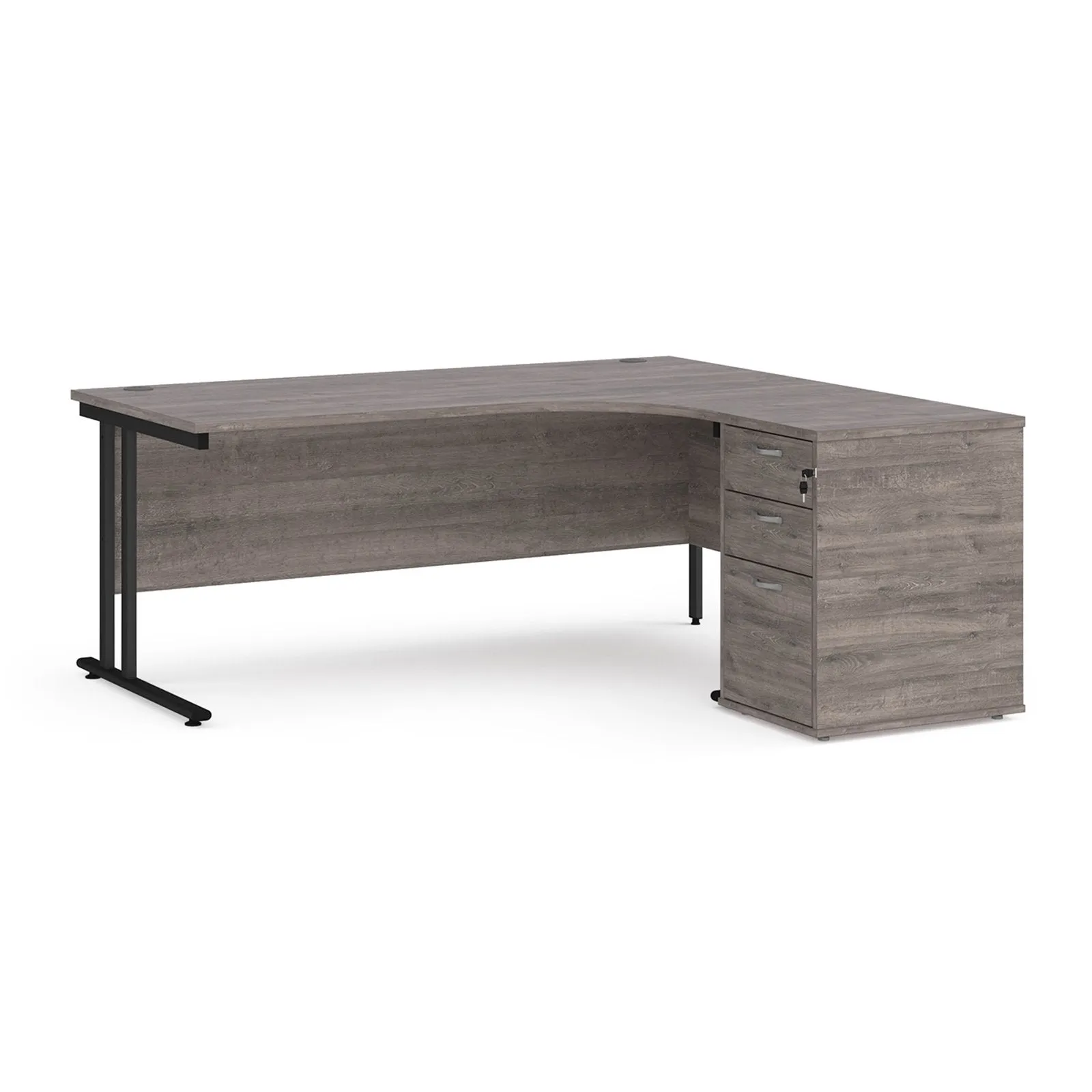 Right or left hand corner desk with storage - Grey Oak, White, Oak, Walnut