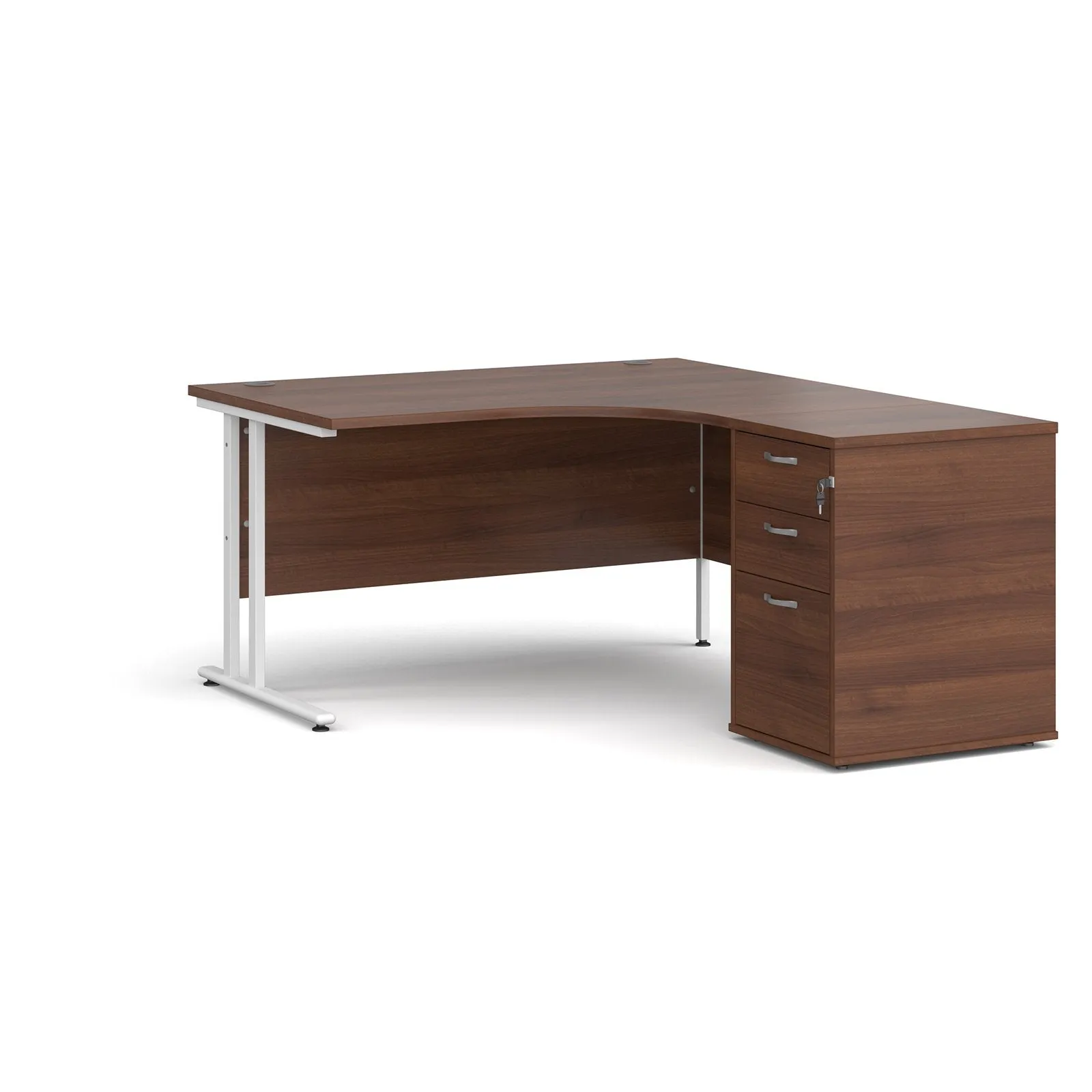 Right or left hand corner desk with storage - Grey Oak, White, Oak, Walnut