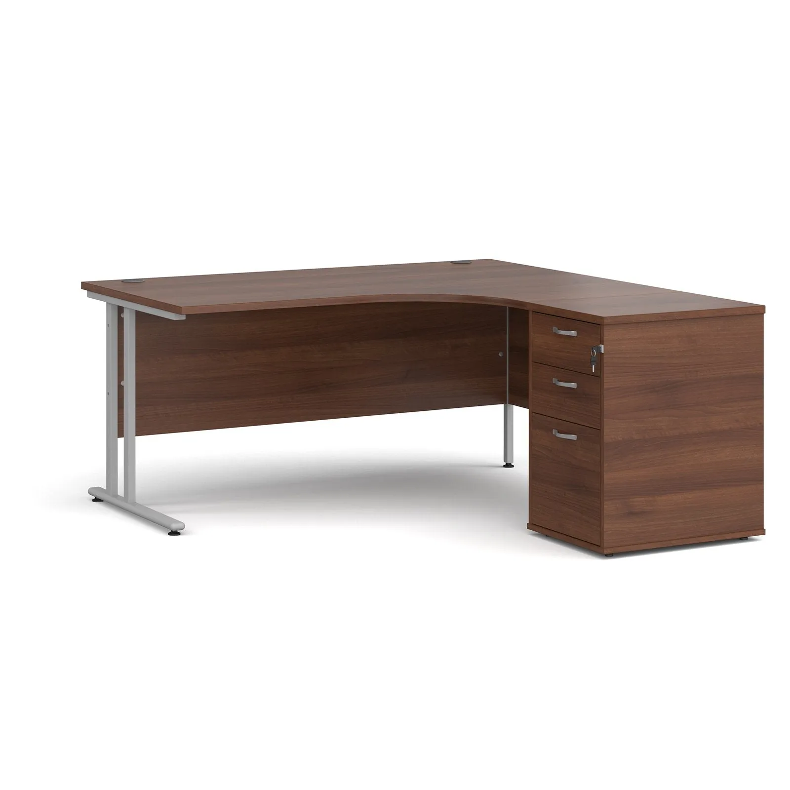 Right or left hand corner desk with storage - Grey Oak, White, Oak, Walnut