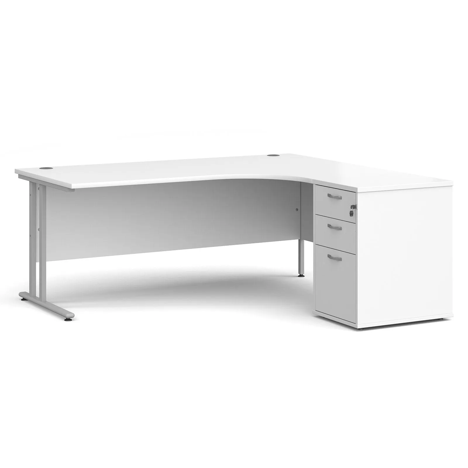 Right or left hand corner desk with storage - Grey Oak, White, Oak, Walnut