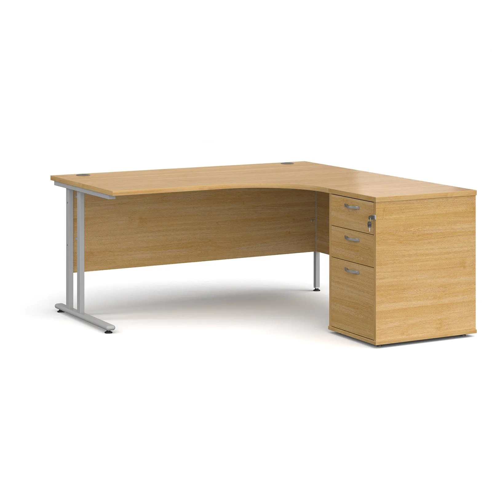 Right or left hand corner desk with storage - Grey Oak, White, Oak, Walnut