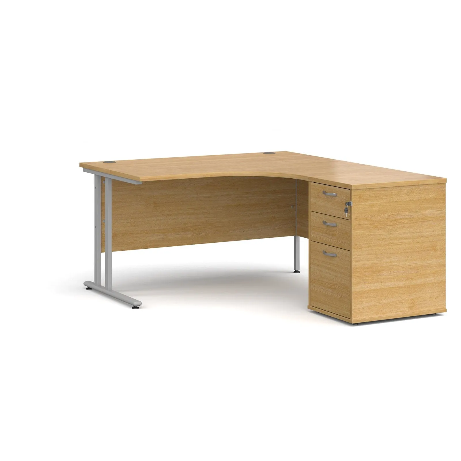 Right or left hand corner desk with storage - Grey Oak, White, Oak, Walnut