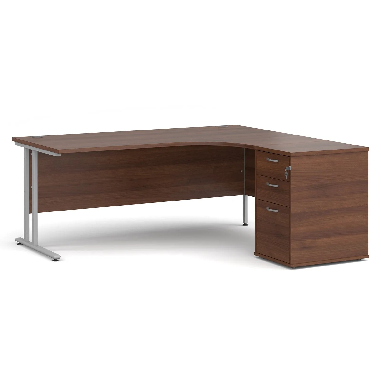 Right or left hand corner desk with storage - Grey Oak, White, Oak, Walnut