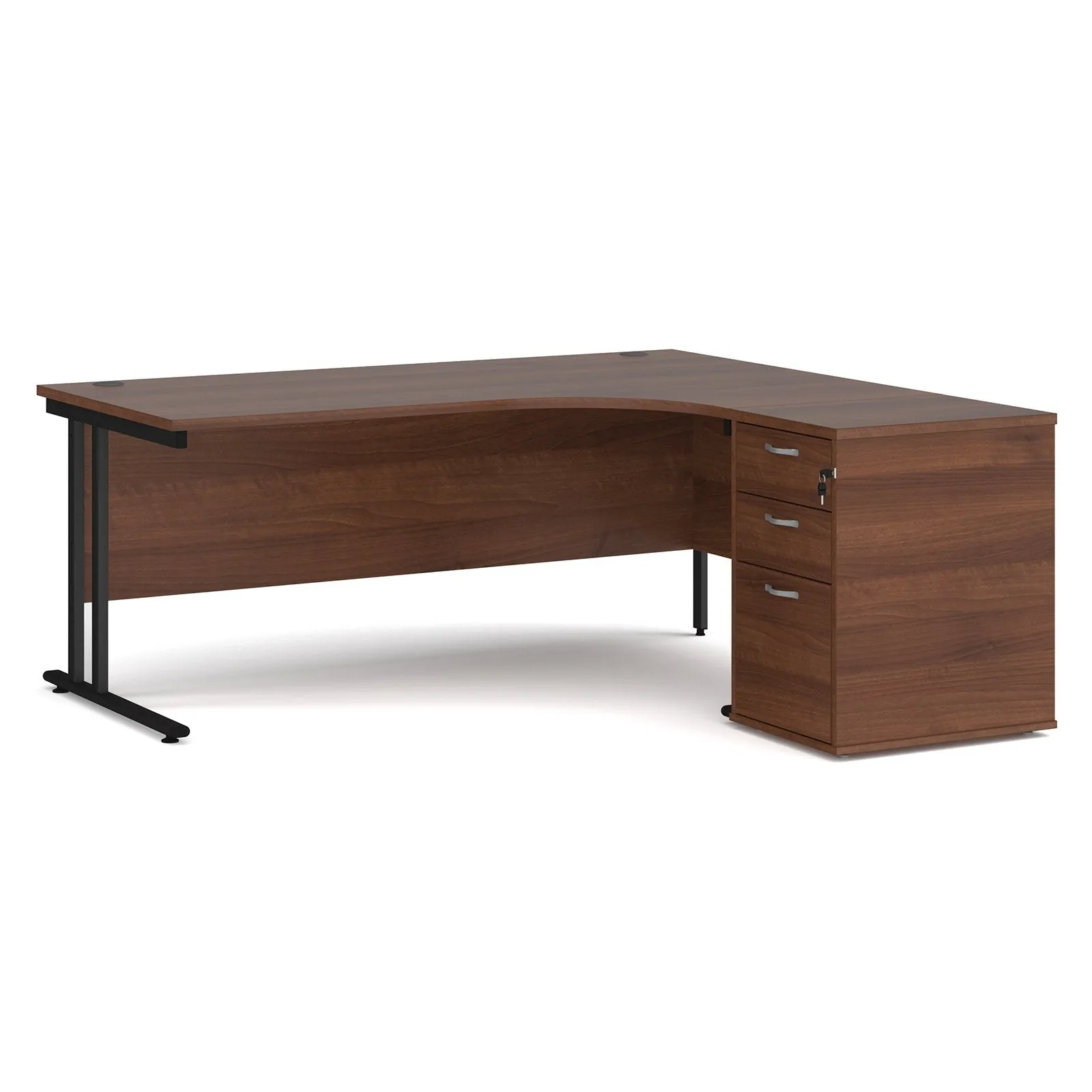 Right or left hand corner desk with storage - Grey Oak, White, Oak, Walnut