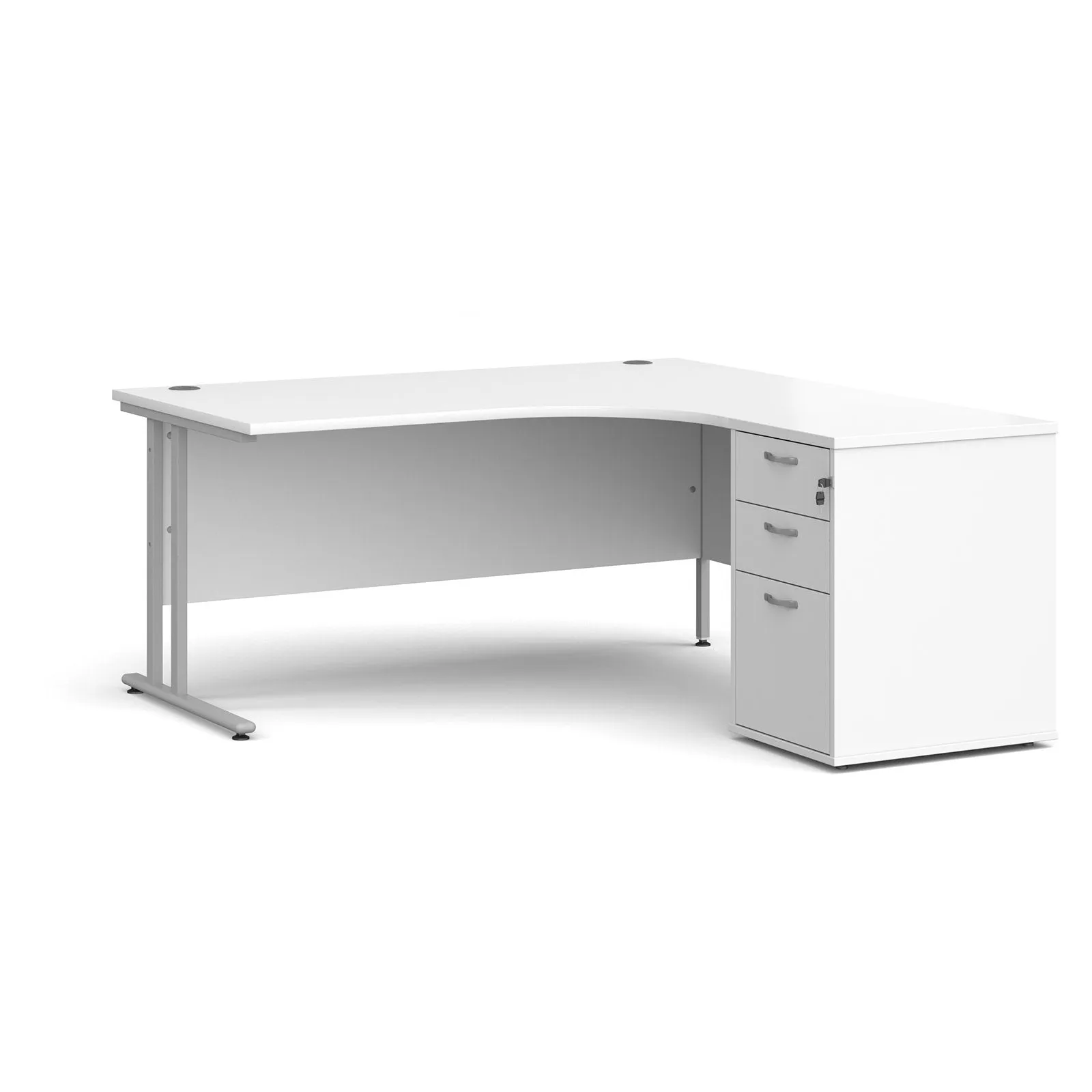 Right or left hand corner desk with storage - Grey Oak, White, Oak, Walnut