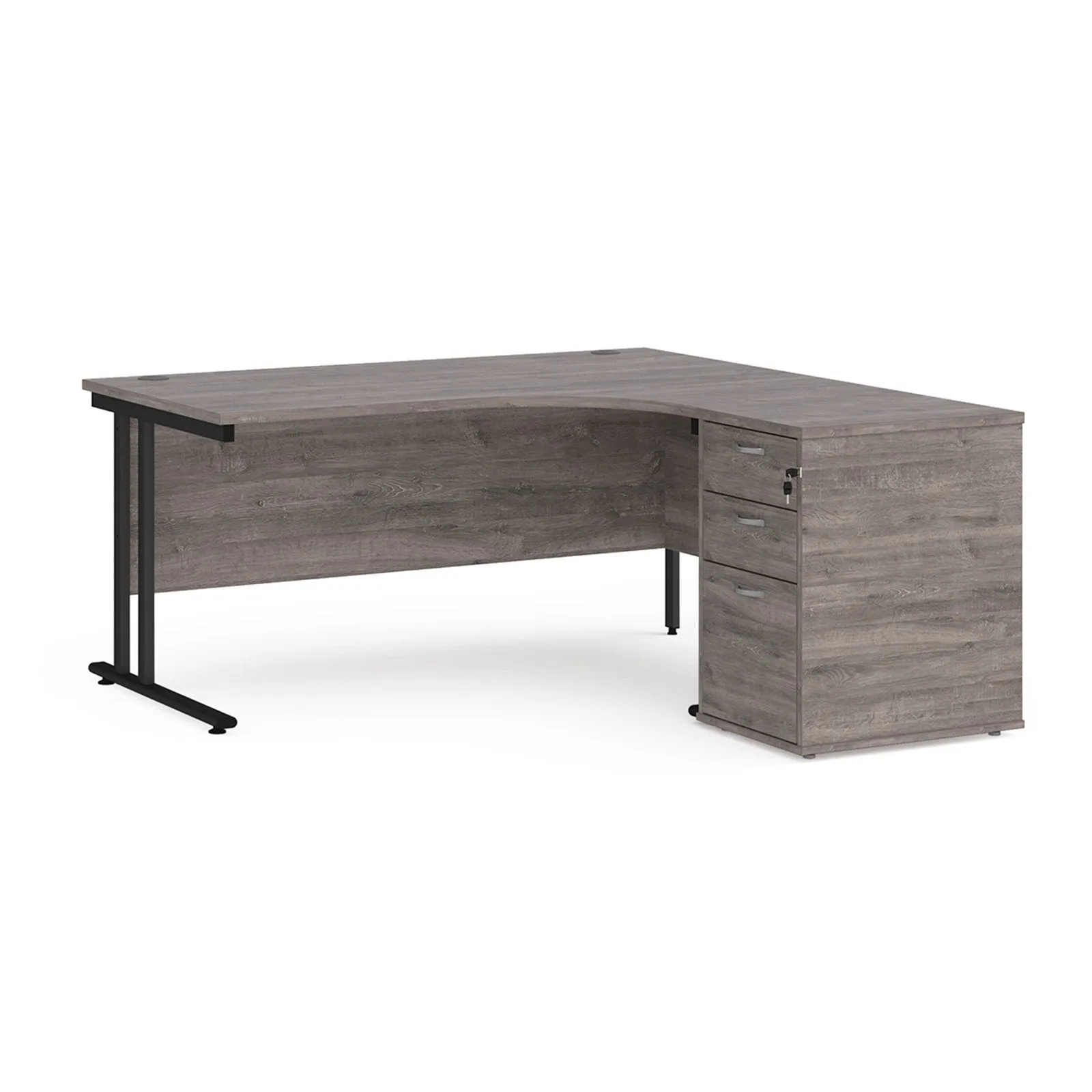 Right or left hand corner desk with storage - Grey Oak, White, Oak, Walnut