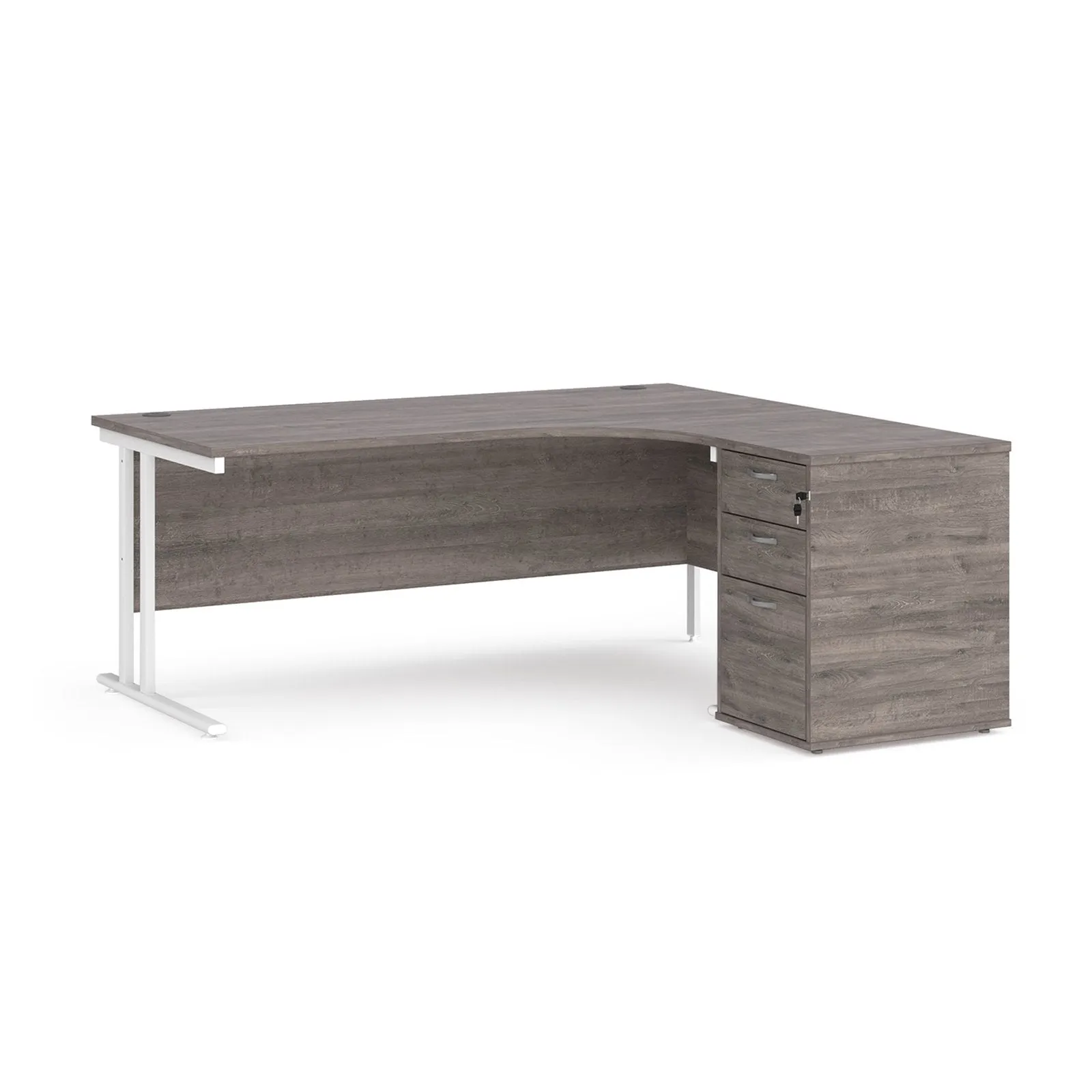 Right or left hand corner desk with storage - Grey Oak, White, Oak, Walnut