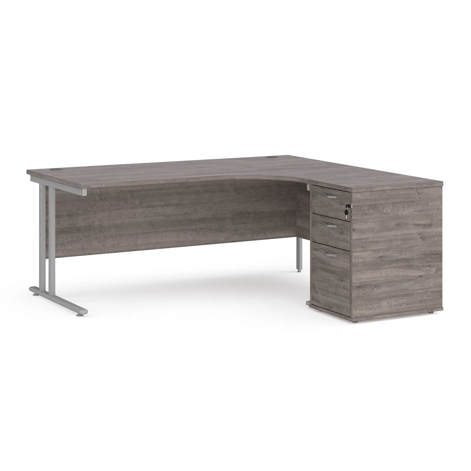 Right or left hand corner desk with storage - Grey Oak, White, Oak, Walnut