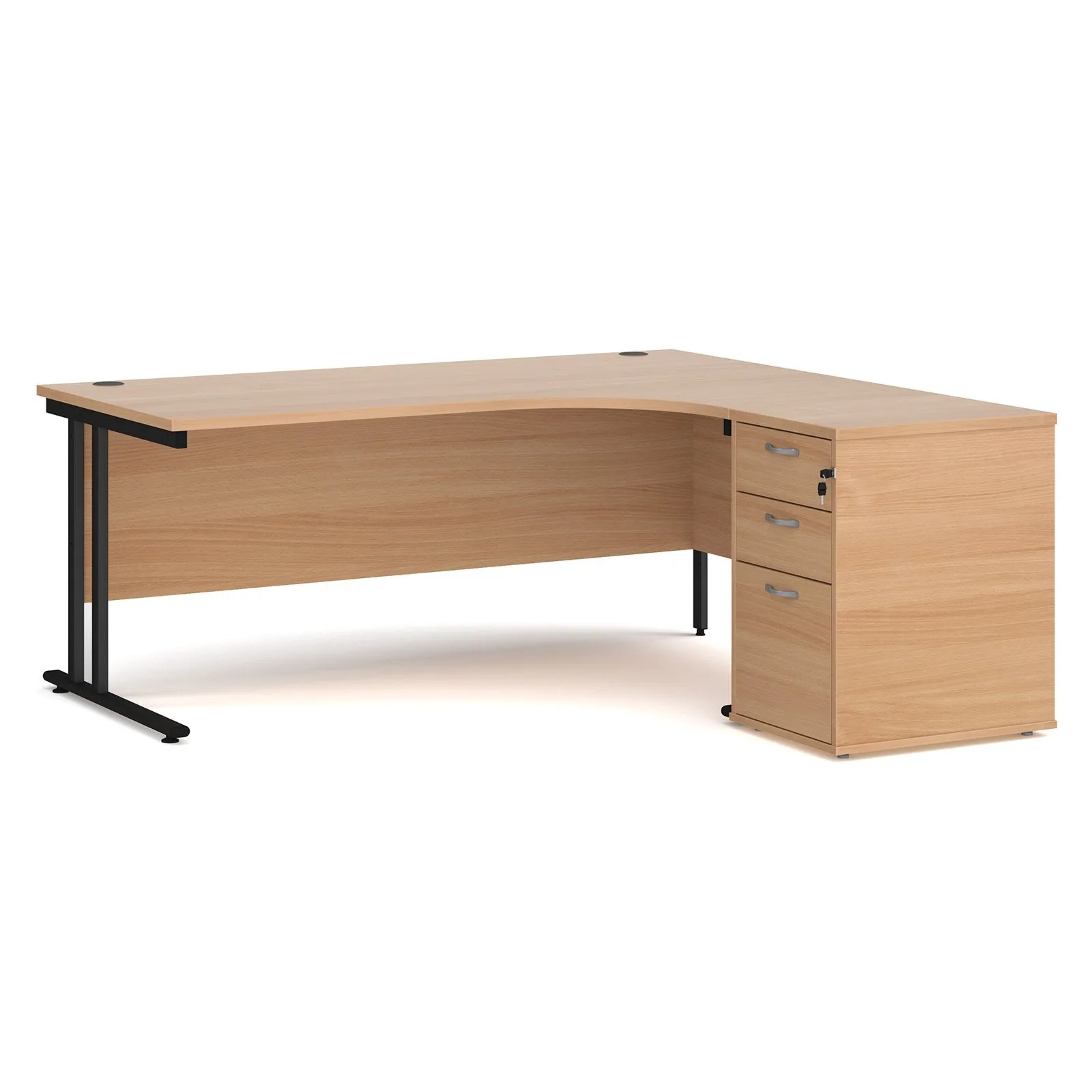 Right or left hand corner desk with storage - Grey Oak, White, Oak, Walnut