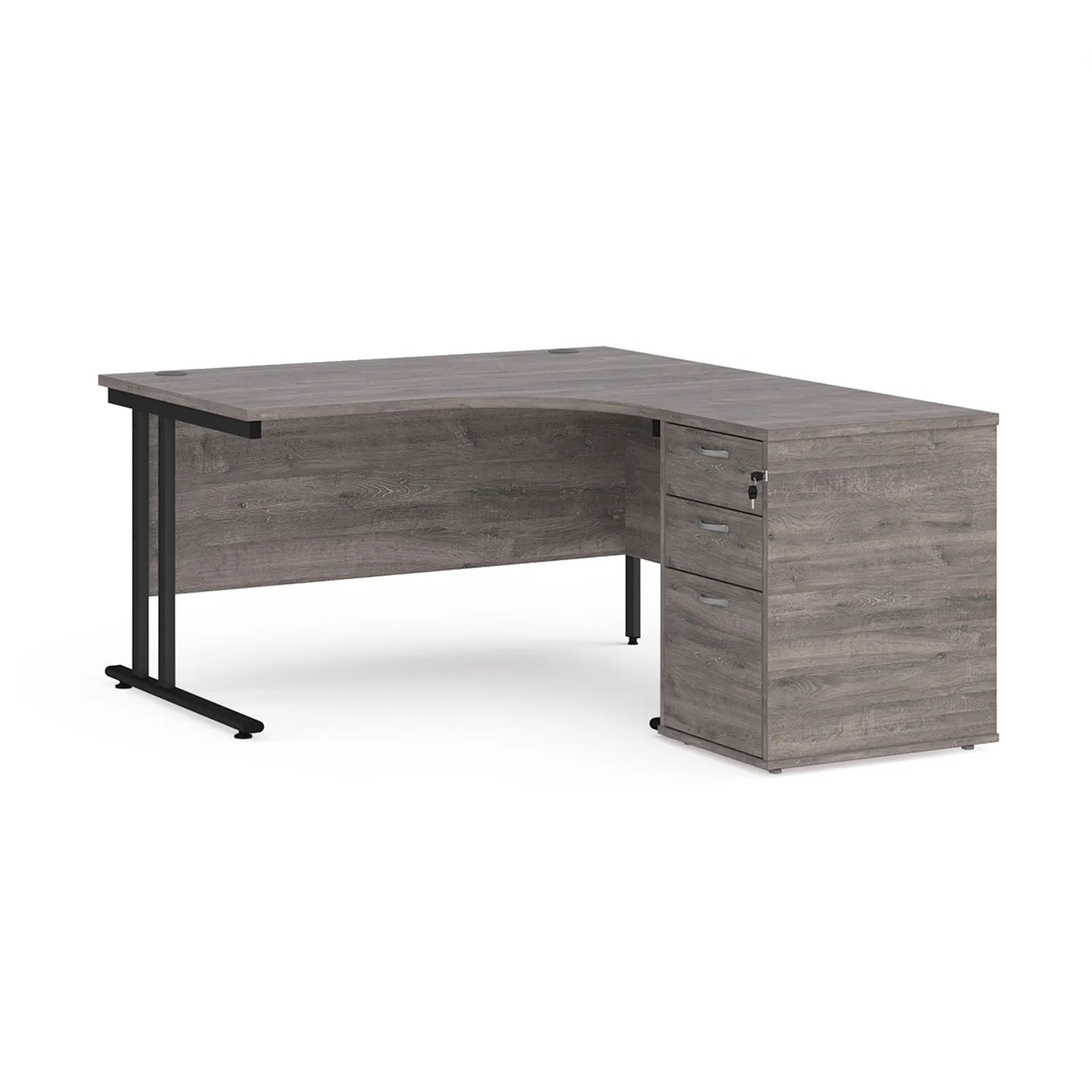 Right or left hand corner desk with storage - Grey Oak, White, Oak, Walnut