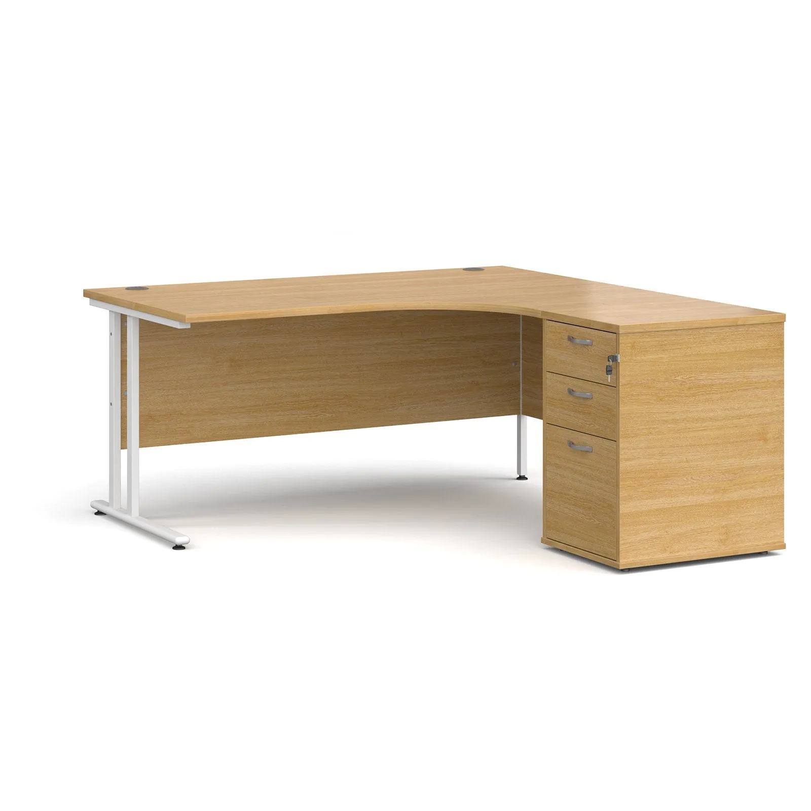 Right or left hand corner desk with storage - Grey Oak, White, Oak, Walnut