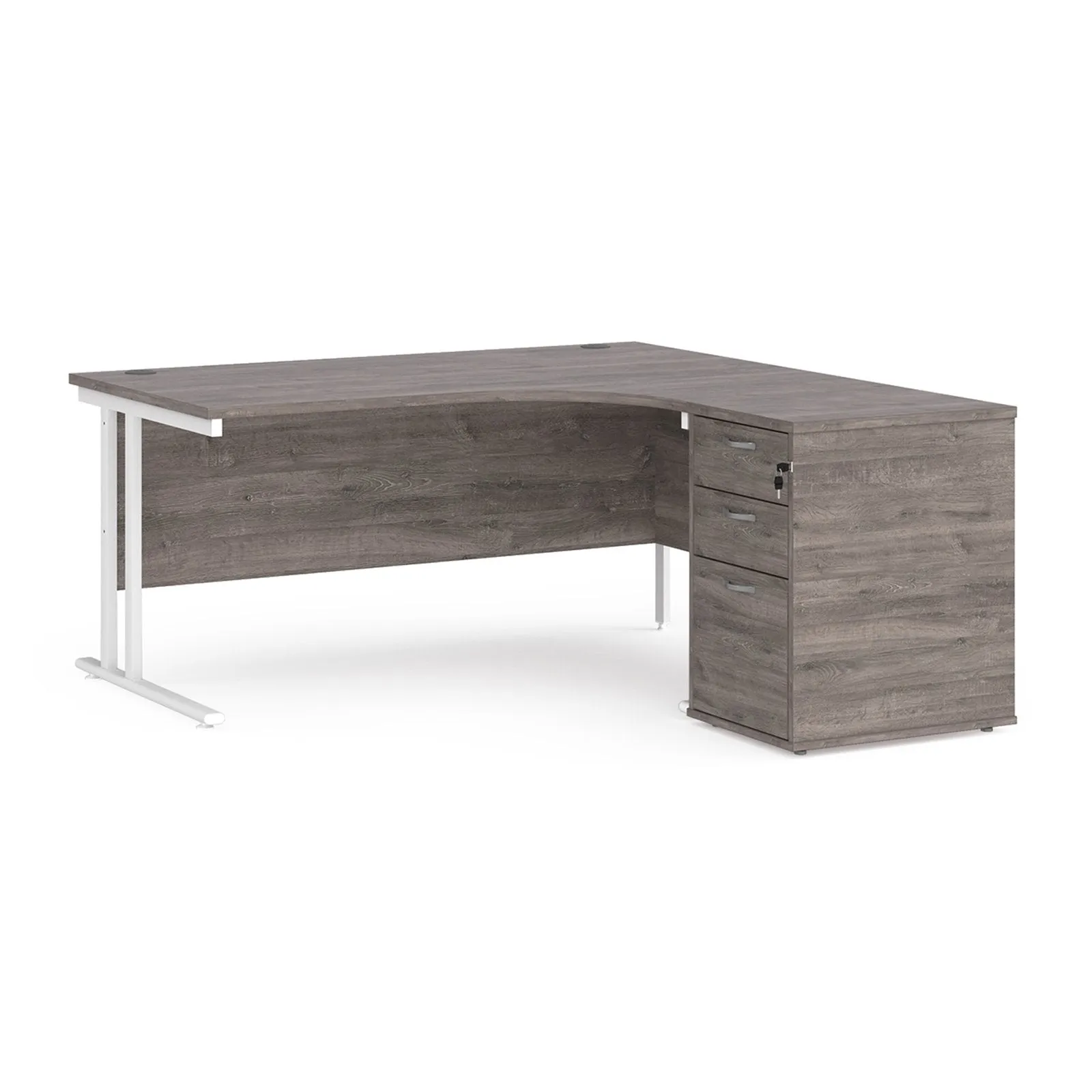 Right or left hand corner desk with storage - Grey Oak, White, Oak, Walnut