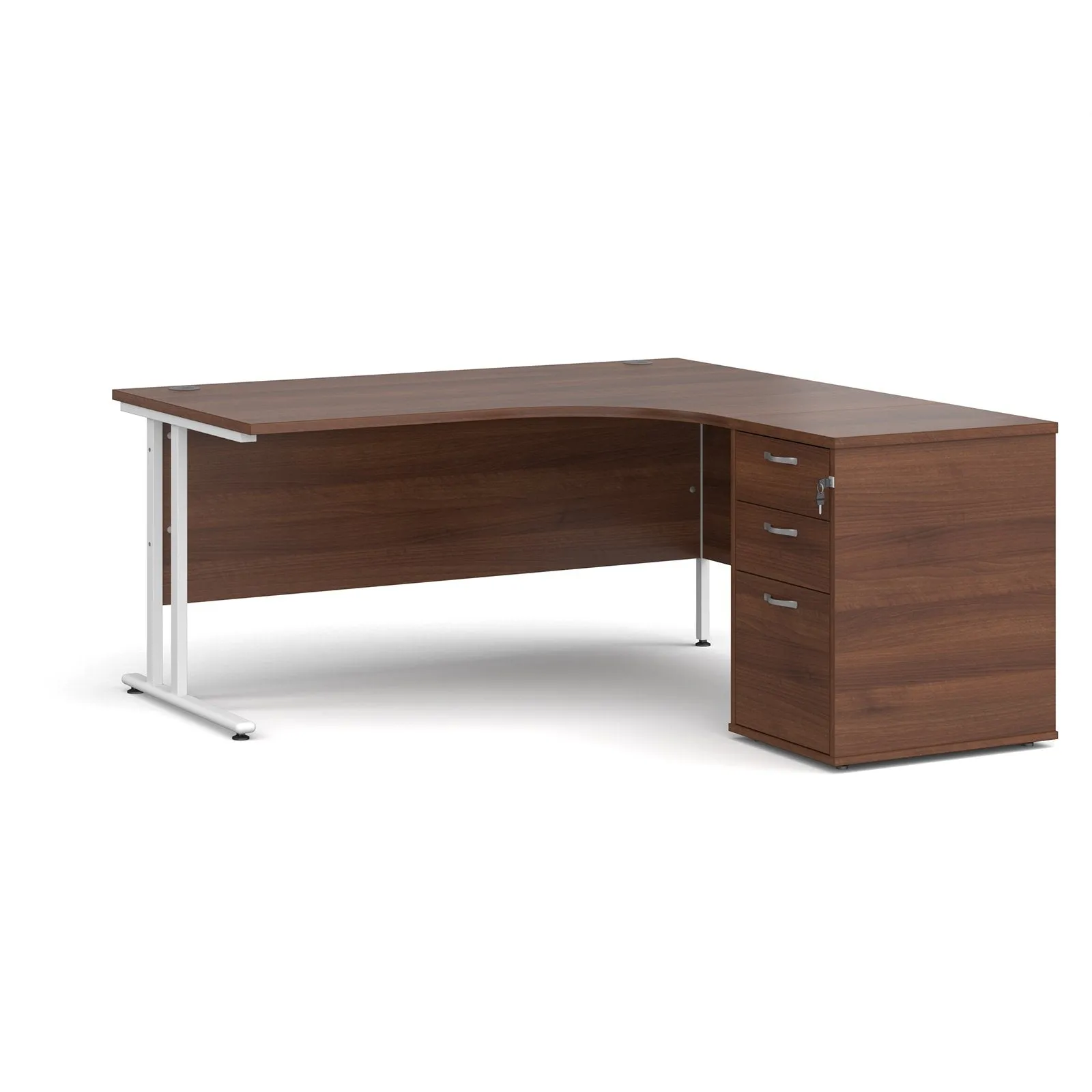 Right or left hand corner desk with storage - Grey Oak, White, Oak, Walnut